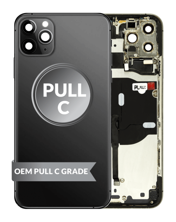 iPhone 11 Pro Max Back Housing w/ Small Parts (BLACK) (OEM Pull C Grade)