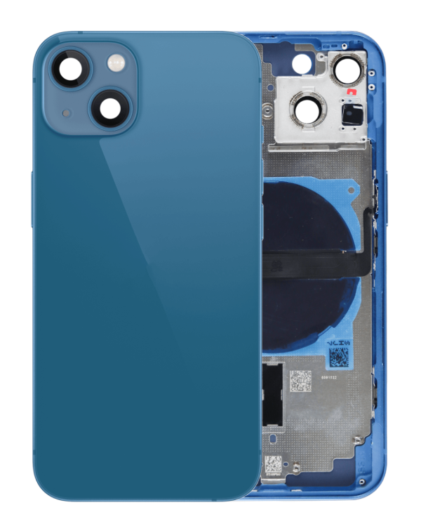 iPhone 13 Back Housing Frame w/ Small Components Pre-Installed (NO LOGO) (BLUE)