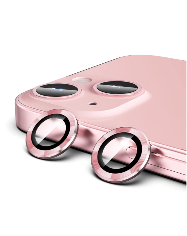 iPhone 13 / 13 Mini Metal Ring w/ HD Tempered Glass (PINK)