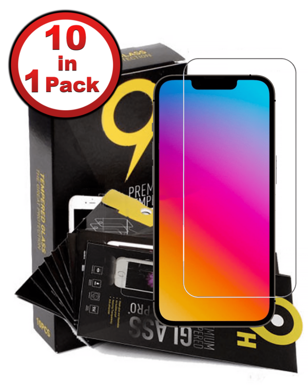 iPhone 14 Pro Clear Tempered Glass (2.5D / Pack of 10)