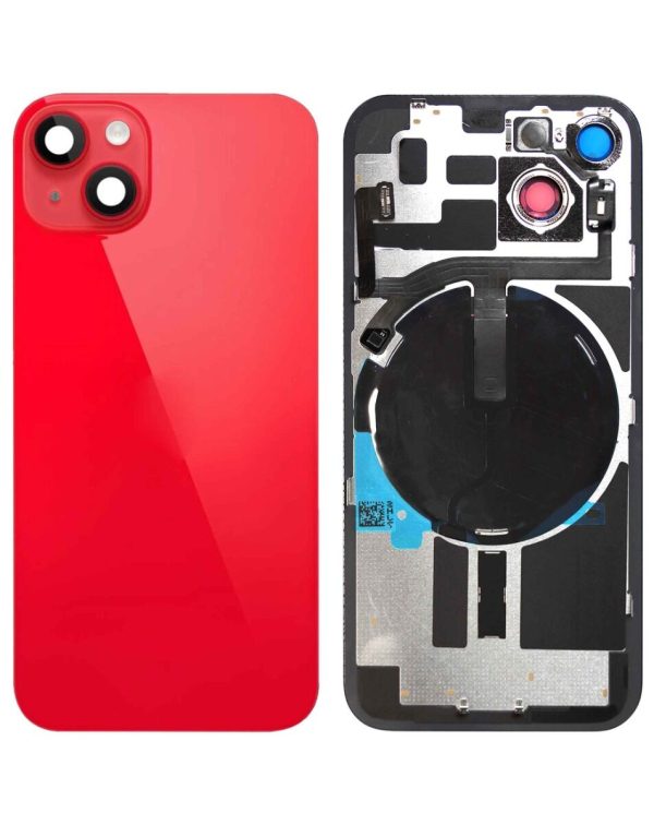 iPhone 14 Back Glass w/ Frame Wireless NFC Charging Flex & MagSafe Magnet (NO LOGO) (RED)
