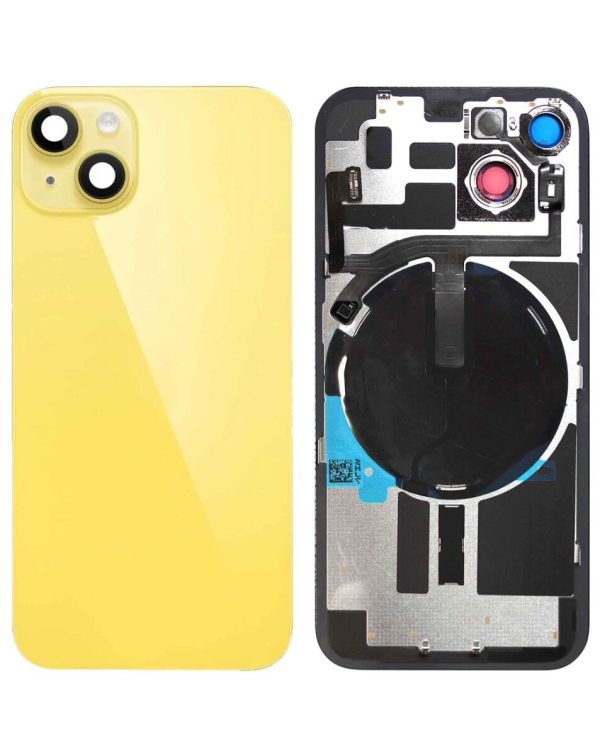 iPhone 14 Back Glass w/ Frame Wireless NFC Charging Flex & MagSafe Magnet (NO LOGO) (YELLOW)