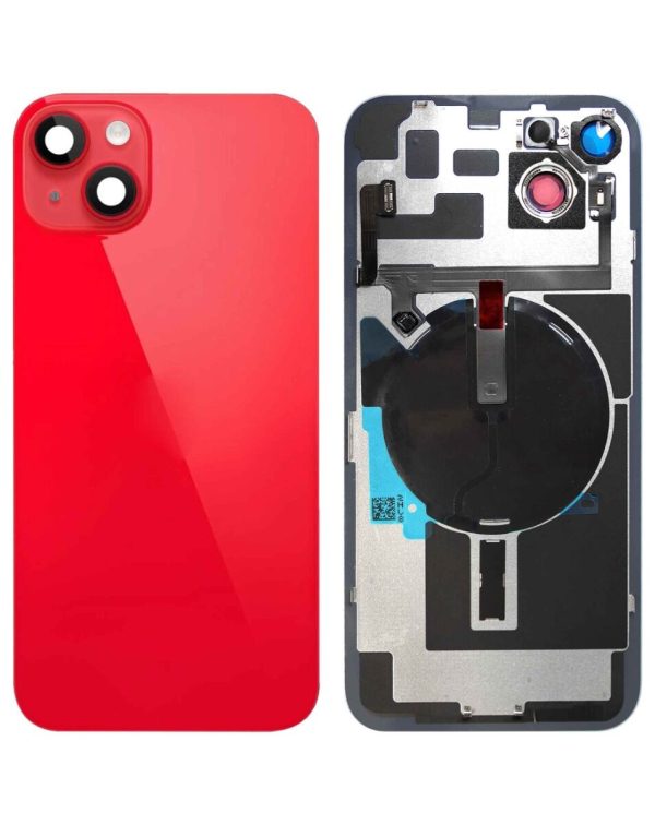 iPhone 14 Plus Back Glass w/ Frame Wireless NFC Charging Flex & MagSafe Magnet (NO LOGO) (RED)