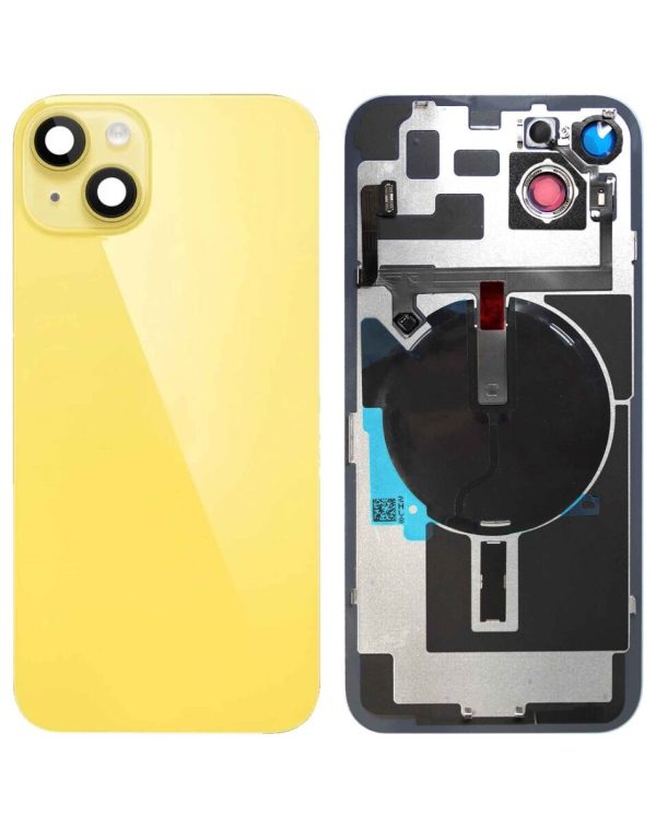 iPhone 14 Plus Back Glass w/ Frame Wireless NFC Charging Flex & MagSafe Magnet (NO LOGO) (YELLOW)