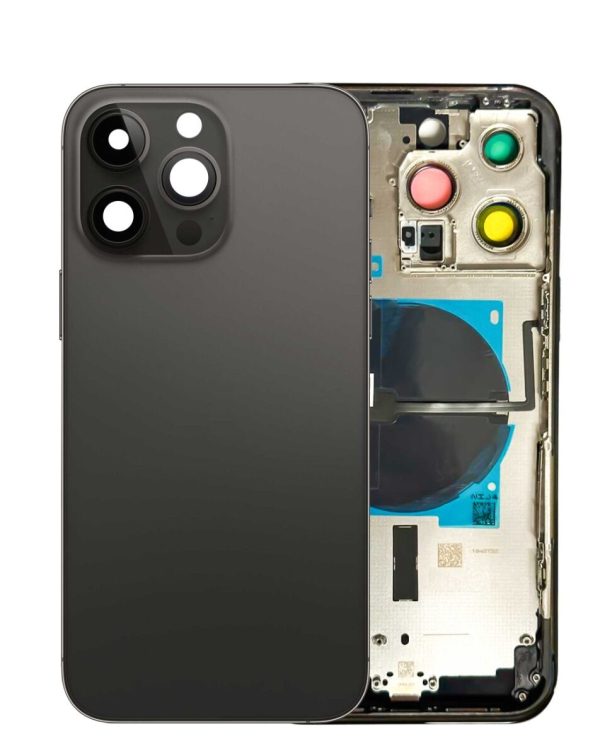 iPhone 14 Pro Back Housing Frame w/Small Components Pre-Installed (NO LOGO) (SPACE BLACK)