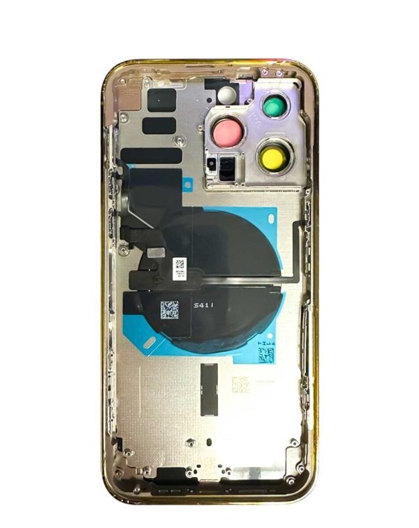 iPhone 14 Pro Max Back Housing Frame w/Small Components Pre-Installed (NO LOGO) (GOLD)