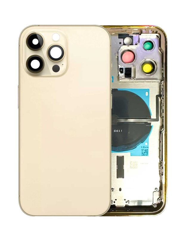 iPhone 14 Pro Back Housing Frame w/Small Components Pre-Installed (NO LOGO) (GOLD)