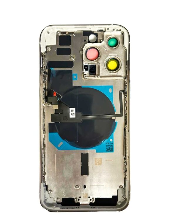 iPhone 14 Pro Max Back Housing Frame w/Small Components Pre-Installed (NO LOGO) (SILVER)