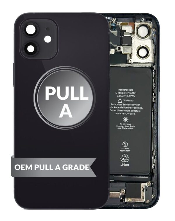 iPhone 12 Mini Back Housing w/ Small Parts & Battery (BLACK) (OEM Pull A Grade)