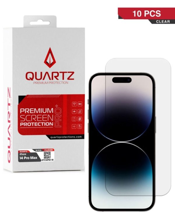 GatherStock (Quar) Clear Tempered Glass for iPhone 14 Pro (Pack of 10)