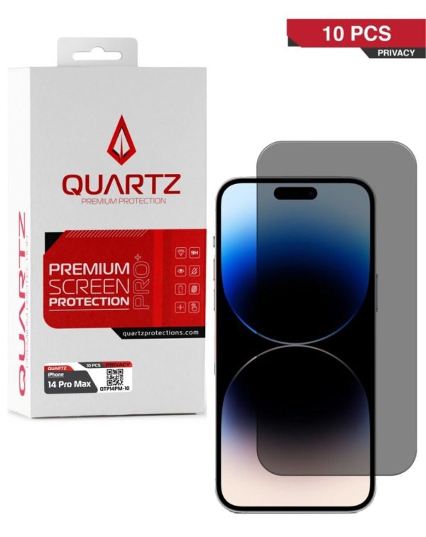 GatherStock (Quar) Privacy Tempered Glass for iPhone 14 Pro (Pack of 10)