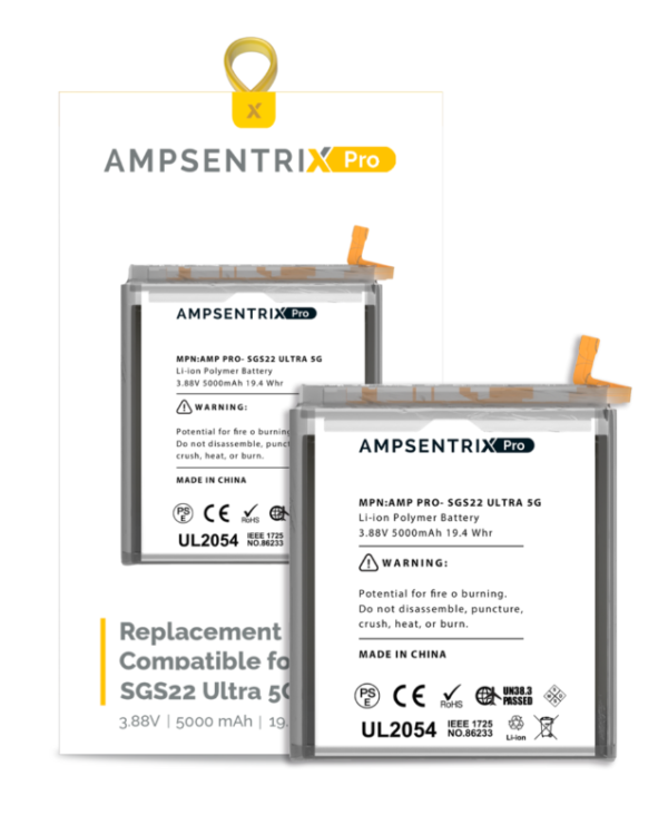 Replacement Battery Compatible For Samsung Galaxy S22 Ultra 5G (AmpSentrix Pro)