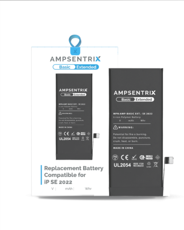 Extended Capacity Replacement Battery Compatible For IPhone SE (2022) (AmpSentrix Basic Extended)