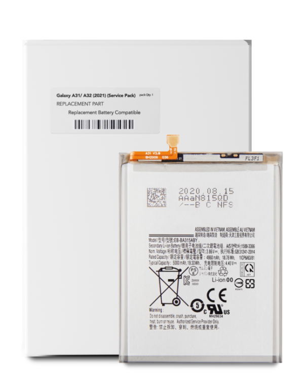 Replacement Battery Compatible For Samsung Galaxy A31 (A315 / 2020) / A32 (A325 / 2021) (EB-BA315ABY) (Service Pack)