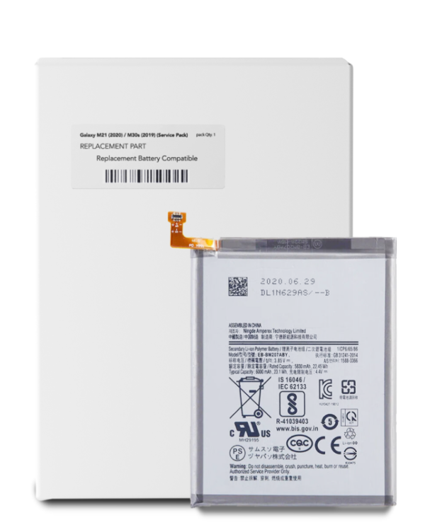 Replacement Battery Compatible For Samsung Galaxy M21 (M215F / 2020) M30s (M307 / 2019) (EB-BM207ABY) (Service Pack)