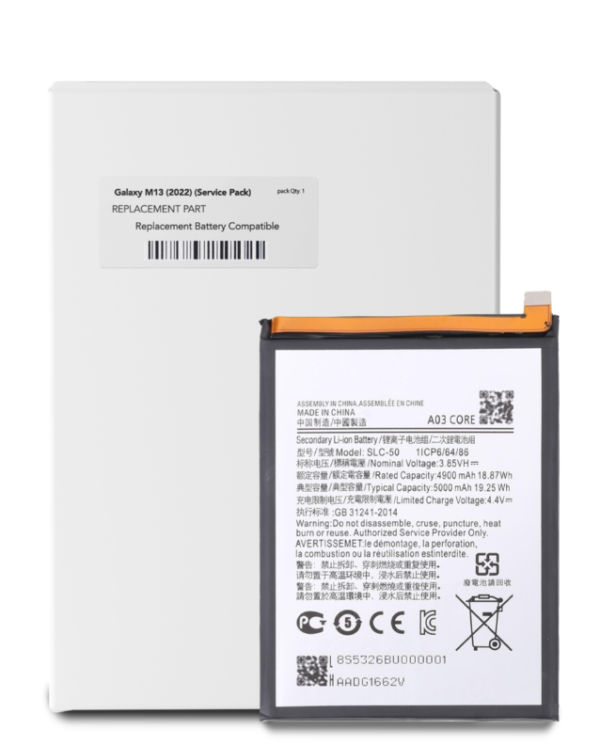 Replacement Battery Compatible For Samsung Galaxy M13 (M135 / 2022) (Service Pack)